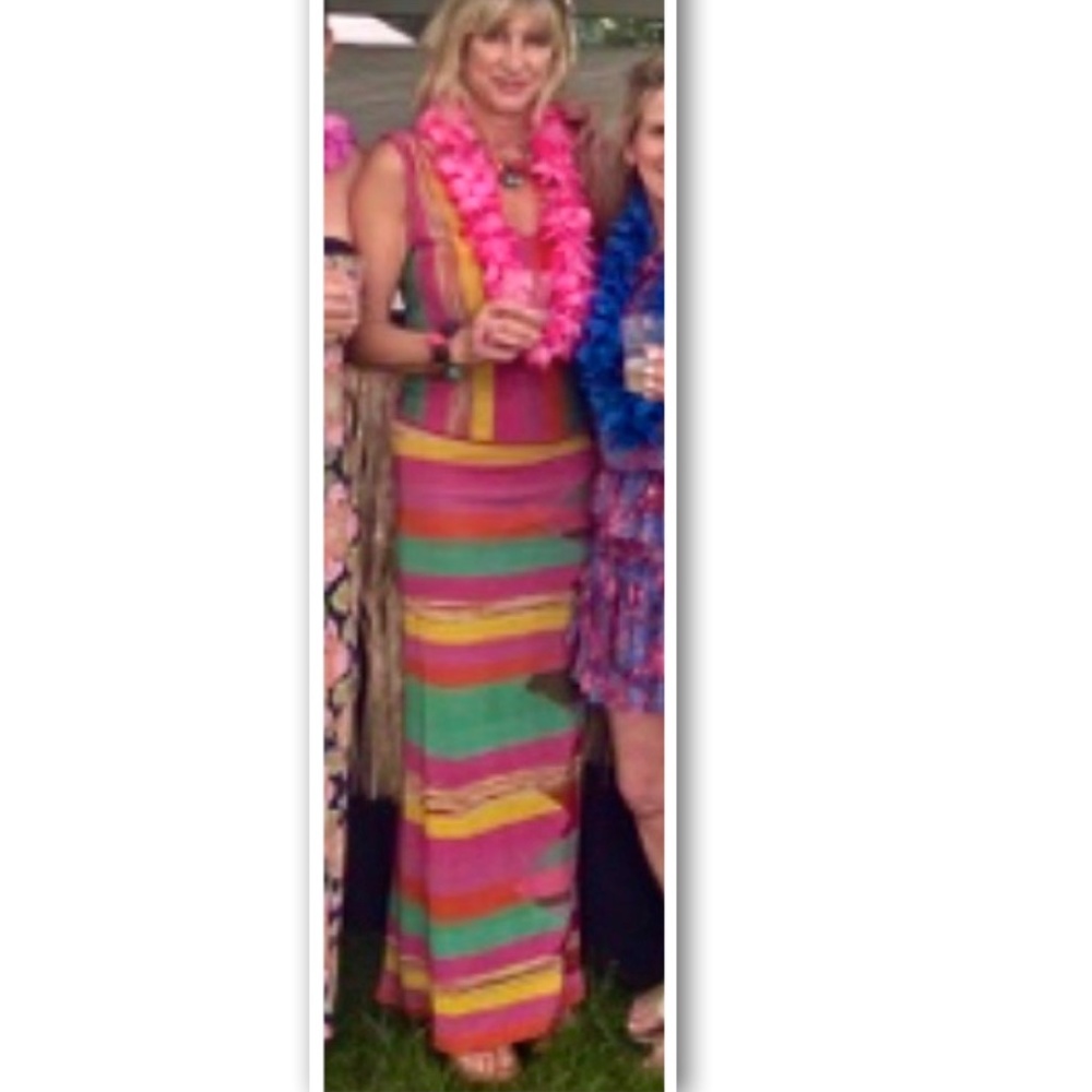 MISSONI 2 PIECE multicolor chevron zig zag striped knit top maxi skirt dress 6-8 - Picture 6 of 6